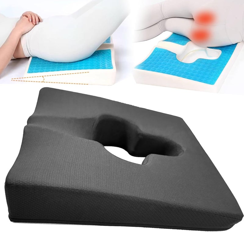 FoKon Gel Wheelchair Seat Cushion,Bed Sore Cushions for Butt,Hemorrhoid Pillow,Sciatica,Coccyx,Pressure Sore and Ulcer Pain Relief Butt Pillow,Cushion for Office Chairs 18" L x 15" W(Black) - Image 1